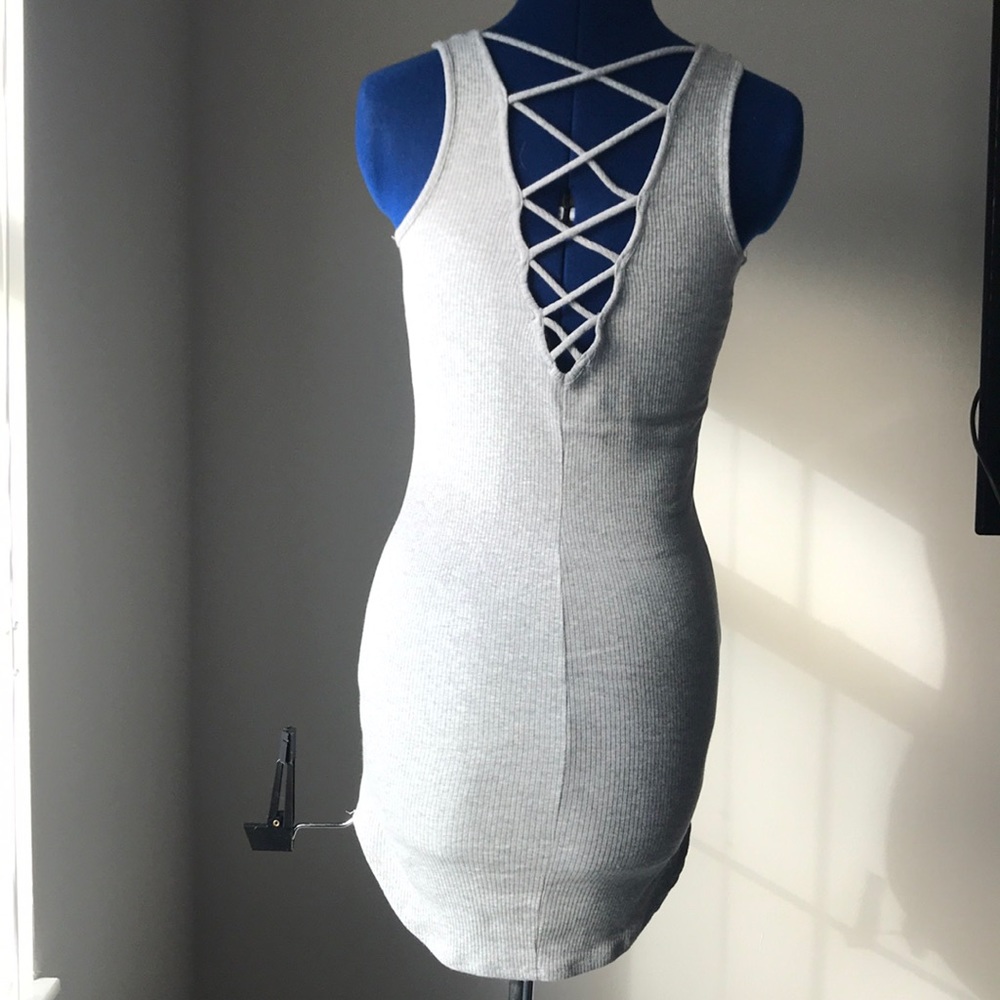 Grey body con crisscross dress forever 21